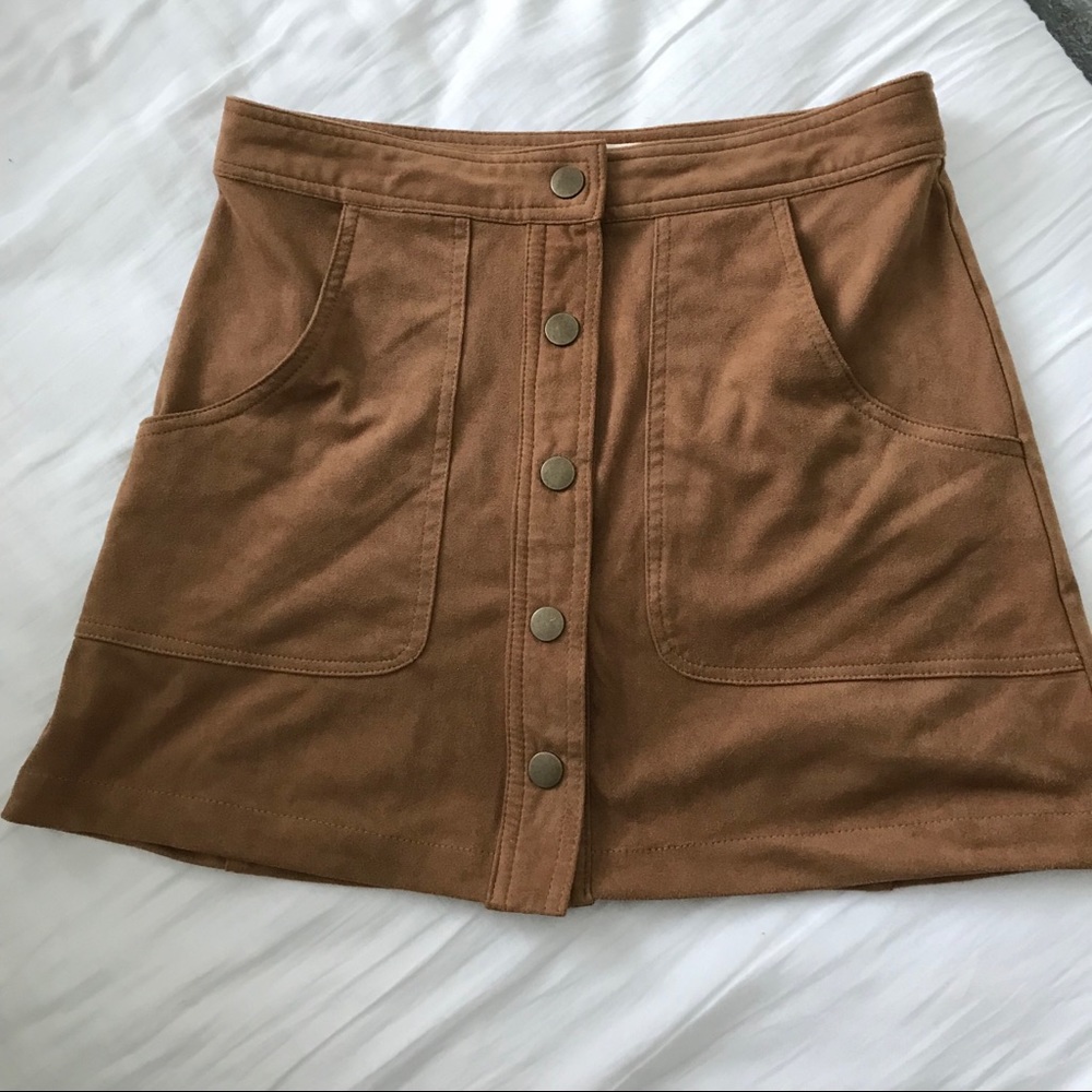 Brandy Melville suede button up skirt